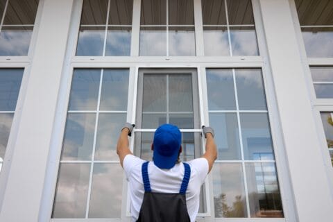 view,from,back,of,worker,in,overalls,and,blue,cap,